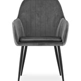 Esszimmerstuhl Küchenstuhl Bürostuhl Stuhl Sitzmaterial aus Samt mit schwarzen Metallbeinen, 120 kg Sitzlast Bequem Home Office Stuhl, schwarze Beine