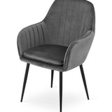 Esszimmerstuhl Küchenstuhl Bürostuhl Stuhl Sitzmaterial aus Samt mit schwarzen Metallbeinen, 120 kg Sitzlast Bequem Home Office Stuhl, schwarze Beine
