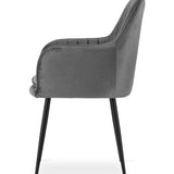 Esszimmerstuhl Küchenstuhl Bürostuhl Stuhl Sitzmaterial aus Samt mit schwarzen Metallbeinen, 120 kg Sitzlast Bequem Home Office Stuhl, schwarze Beine