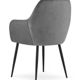 Esszimmerstuhl Küchenstuhl Bürostuhl Stuhl Sitzmaterial aus Samt mit schwarzen Metallbeinen, 120 kg Sitzlast Bequem Home Office Stuhl, schwarze Beine