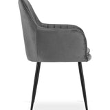 Esszimmerstuhl Küchenstuhl Bürostuhl Stuhl Sitzmaterial aus Samt mit schwarzen Metallbeinen, 120 kg Sitzlast Bequem Home Office Stuhl, schwarze Beine