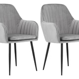 Esszimmerstuhl Küchenstuhl Bürostuhl Stuhl Sitzmaterial aus Samt mit schwarzen Metallbeinen, 120 kg Sitzlast Bequem Home Office Stuhl, schwarze Beine