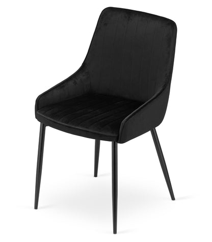 Chaise rembourrée, chaise de salle à manger, chaise de salon rembourrée, chaise avec pieds en métal, revêtement et assise en velours avec pieds noirs