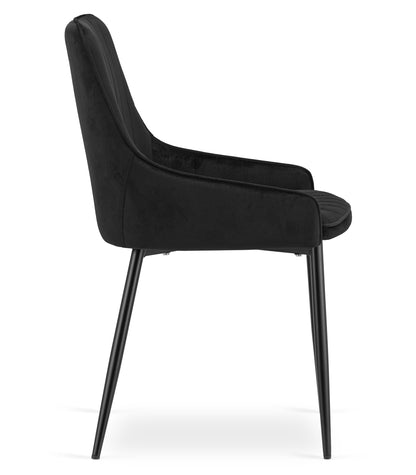 Chaise rembourrée, chaise de salle à manger, chaise de salon rembourrée, chaise avec pieds en métal, revêtement et assise en velours avec pieds noirs