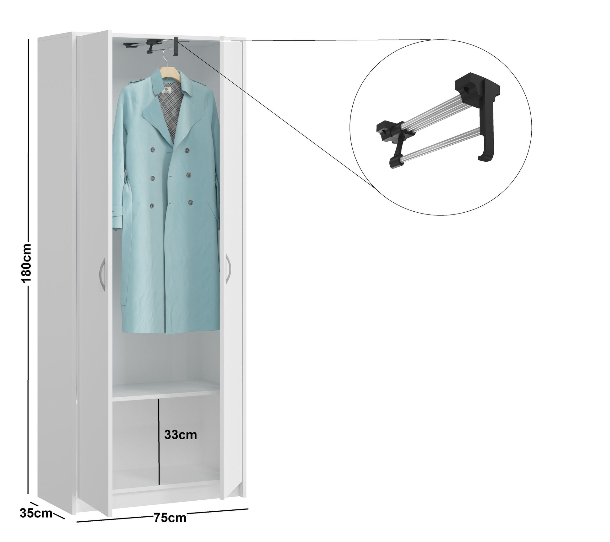 Garderobenschrank Garderobe Mehrzweckschrank weiß 74cm Breite 180cm Hö –  HomeCollectiveBerlin | Mehrzweckschränke