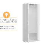 Armoire armoire armoire polyvalente blanche 74 cm largeur 180 cm hauteur avec tiroir trompette et compartiment supplémentaire, organisateur d'armoire en bois MDF