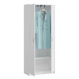 Armoire armoire armoire polyvalente blanche 74 cm largeur 180 cm hauteur avec tiroir trompette et compartiment supplémentaire, organisateur d'armoire en bois MDF