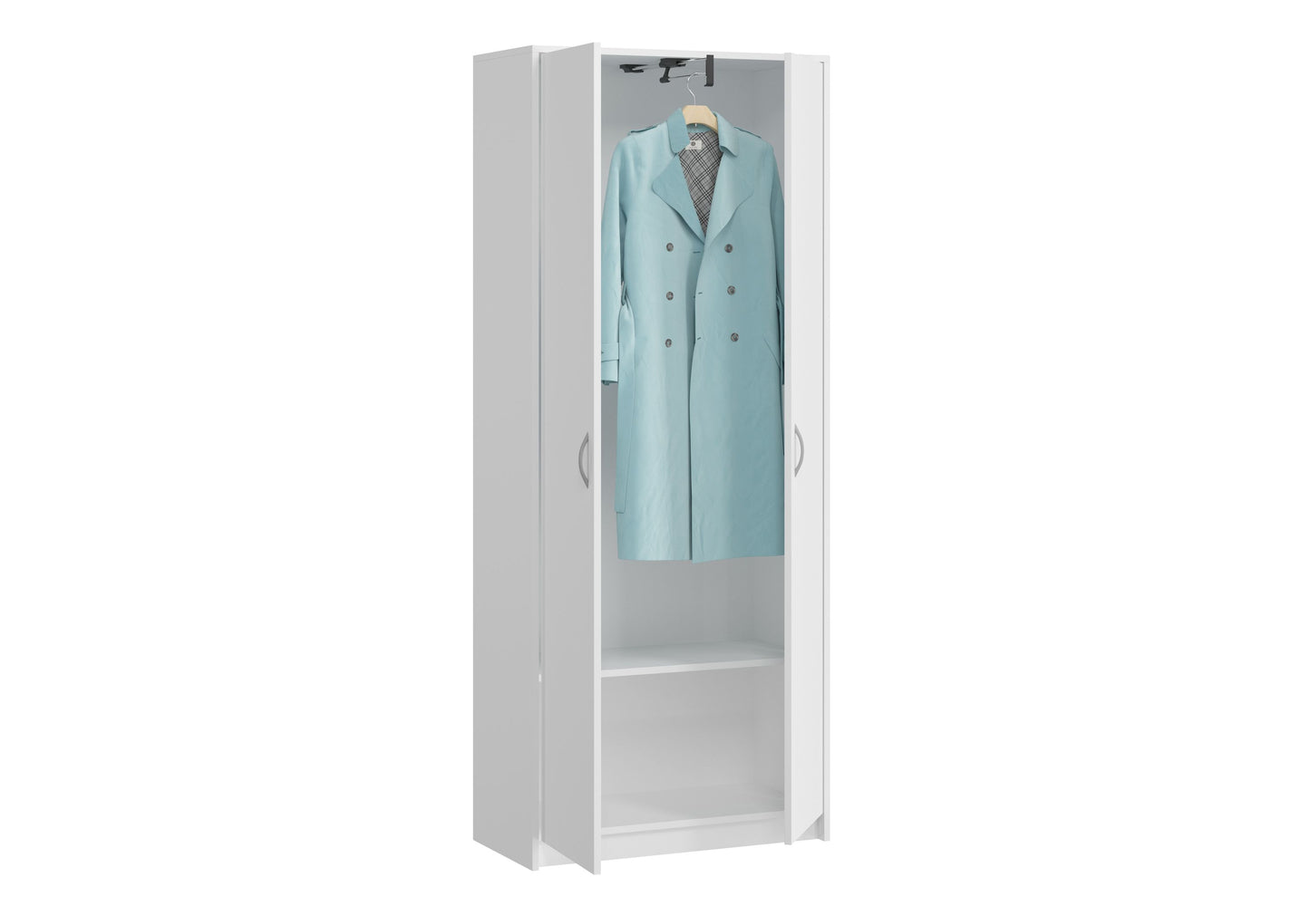 Armoire armoire armoire polyvalente blanche 74 cm largeur 180 cm hauteur avec tiroir trompette et compartiment supplémentaire, organisateur d'armoire en bois MDF