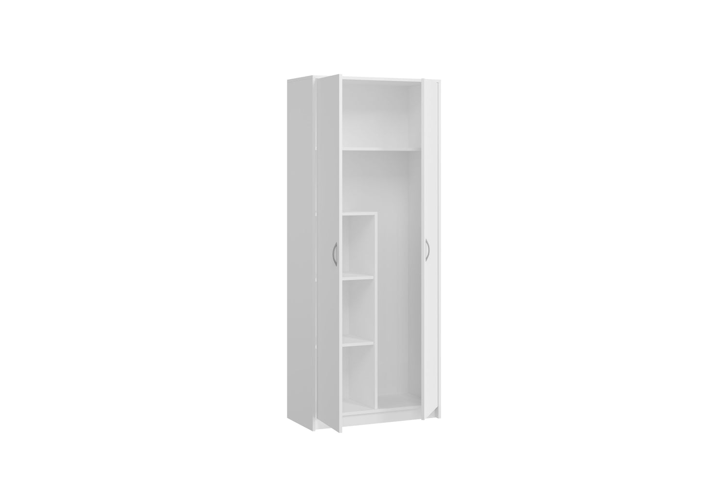 Armoire polyvalente armoire de ménage armoire à balais blanc 74 cm largeur 180 cm hauteur avec étagères et compartiment supplémentaire, organisateur d'armoire en bois MDF