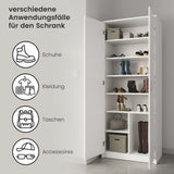 Armoire polyvalente armoire de ménage armoire à balais blanc 74 cm largeur 180 cm hauteur avec étagères et compartiment supplémentaire, organisateur d'armoire en bois MDF