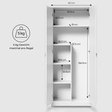 Armoire polyvalente armoire de ménage armoire à balais blanc 74 cm largeur 180 cm hauteur avec étagères et compartiment supplémentaire, organisateur d'armoire en bois MDF