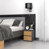 Nachttisch Nachtschrank mit 2 Schubladen Beistelltisch klein schmal 30x30x40 cm Holwerkstoff