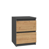 Nachttisch Nachtschrank mit 2 Schubladen Beistelltisch klein schmal 30x30x40 cm Holwerkstoff
