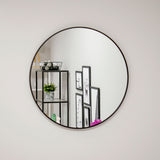 Miroir 60x60 | 70x70 | 80x80 cm mural rond avec cadre en métal noir ou or | en 3 tailles pour la salle de bain, le couloir, le salon, la salle à manger ou le miroir de maquillage