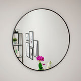 Miroir 60x60 | 70x70 | 80x80 cm mural rond avec cadre en métal noir ou or | en 3 tailles pour la salle de bain, le couloir, le salon, la salle à manger ou le miroir de maquillage