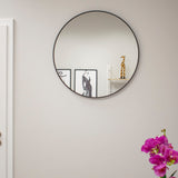 Miroir 60x60 | 70x70 | 80x80 cm mural rond avec cadre en métal noir ou or | en 3 tailles pour la salle de bain, le couloir, le salon, la salle à manger ou le miroir de maquillage