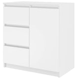 Kommode mit 3 Schubladen und 1 Tür 80x75x40 cm (B/H/T) schmal in weiß, Highboard Sideboard Mehrzweckschrank Schrank Schlafzimmer