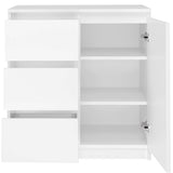 Kommode mit 3 Schubladen und 1 Tür 80x75x40 cm (B/H/T) schmal in weiß, Highboard Sideboard Mehrzweckschrank Schrank Schlafzimmer