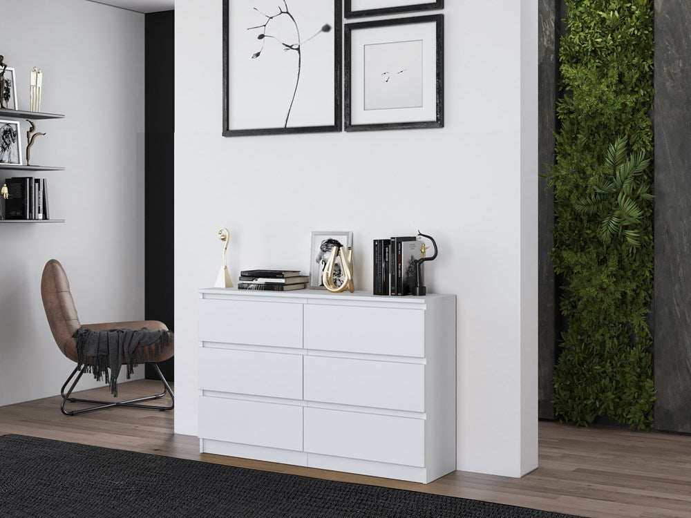 Kommode weiß mit drei, vier, fünf oder sechs Schubladen, Schlafzimmer Flur Nachttisch, Schrank, Sideboard, Highboard