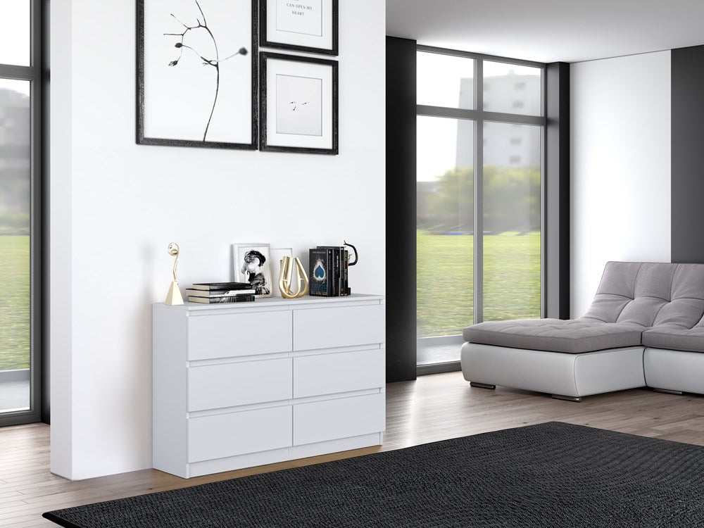 Kommode weiß mit drei, vier, fünf oder sechs Schubladen, Schlafzimmer Flur Nachttisch, Schrank, Sideboard, Highboard