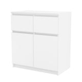 Kommode mit 2 Schubladen und 2 Türen 70x75x40 cm (B/H/T) schmal in weiß, Highboard Sideboard Mehrzweckschrank Schrank Schlafzimmer