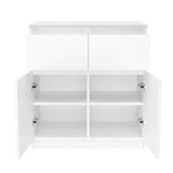 Kommode mit 2 Schubladen und 2 Türen 70x75x40 cm (B/H/T) schmal in weiß, Highboard Sideboard Mehrzweckschrank Schrank Schlafzimmer