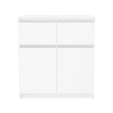 Kommode mit 2 Schubladen und 2 Türen 70x75x40 cm (B/H/T) schmal in weiß, Highboard Sideboard Mehrzweckschrank Schrank Schlafzimmer