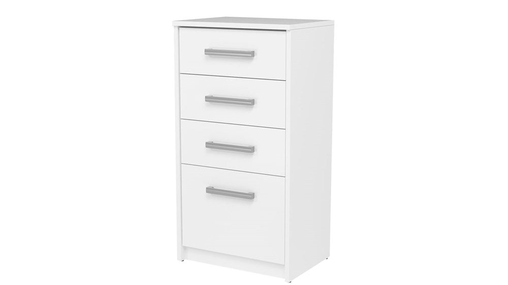 Kommode weiß mit vier Schubladen, Schlafzimmer Flur Nachttisch, Schrank, Sideboard, Highboard, Breite 45 cm Höhe 85cm