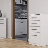 Kommode weiß mit vier Schubladen, Schlafzimmer Flur Nachttisch, Schrank, Sideboard, Highboard, Breite 45 cm Höhe 85cm