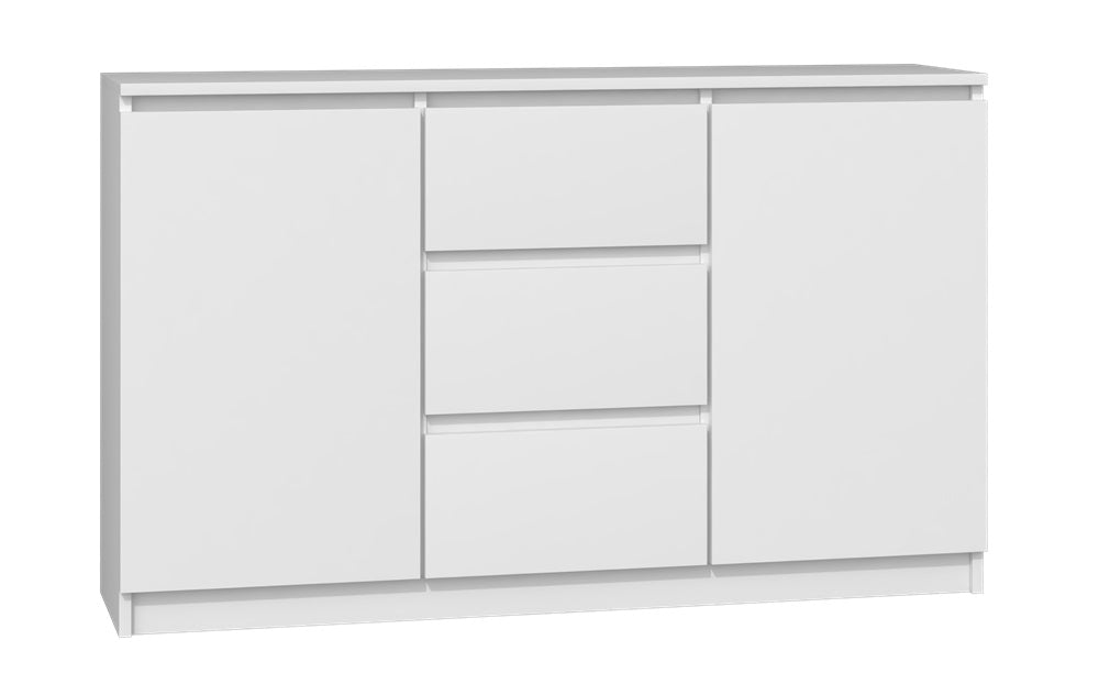 Kommode mit 3 oder 4 Schubladen und 2 Türen schmal in weiß, Highboard Sideboard Mehrzweckschrank Schrank Schlafzimmer