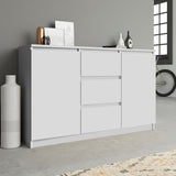 Kommode mit 3 oder 4 Schubladen und 2 Türen schmal in weiß, Highboard Sideboard Mehrzweckschrank Schrank Schlafzimmer