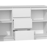 Kommode mit 3 oder 4 Schubladen und 2 Türen schmal in weiß, Highboard Sideboard Mehrzweckschrank Schrank Schlafzimmer