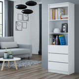 Aktenregal Standregal mit 3 Schubladen und 3 offenen Fächern 60 cm, hoher Schubladenschrank aus MDF Holz