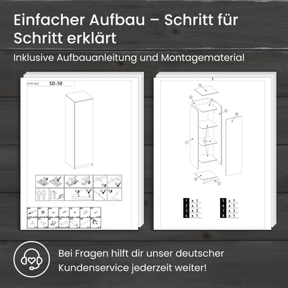 Garderobenschrank Garderobe Mehrzweckschrank weiß 50cm Breite 180cm Höhe mit Kleiderstange und Extra-Fach, Kleiderschrank Organizer aus MDF Holz