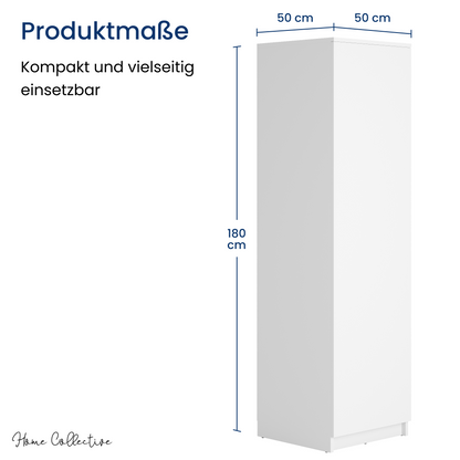 Garderobenschrank Garderobe Mehrzweckschrank weiß 50cm Breite 180cm Höhe mit Kleiderstange und Extra-Fach, Kleiderschrank Organizer aus MDF Holz
