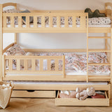 B-WARE: Hochbett / Etagenbett 90x200 cm mit Ausziehbett und zwei Schubladen