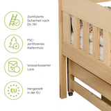 Hochbett 90x200 Etagenbett Kinderbett Jugendbett Stockbett 3 Kinder, zwei Schubladen & Rausfallschutz Kinder Bett umbaubar in 3 Einzelbetten | von 4. bis 16. Lebensjahr | inkl. Lattenrosten