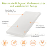 Babymatratze Kindermatratze SMART 60x120 | 70x140 | 80x160 | 80x180 | 90x190 | 90x200 cm mit abnehmbarem Bezug, waschbar bei 60°C für Kinderbett, eco5 zertifiziert, Körpergewicht bis 60kg Hergestellt in der EU