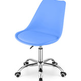 Chaise de bureau pivotante à roulettes, chaise de bureau réglable en hauteur en polypropylène et coussin en simili cuir, cadre chromé, 56,5 x 48,5 x 91,5 cm 