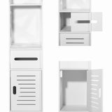 Armoire de salle de bain, armoire haute, peu encombrante, étroite, avec étagères spacieuses, compartiment à papier, armoire pour salle de bain, en blanc
