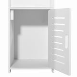 Armoire de salle de bain, armoire haute, peu encombrante, étroite, avec étagères spacieuses, compartiment à papier, armoire pour salle de bain, en blanc