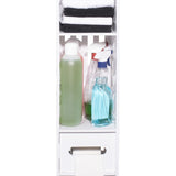 Armoire de salle de bain, armoire haute, peu encombrante, étroite, avec étagères spacieuses, compartiment à papier, armoire pour salle de bain, en blanc