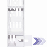Armoire de salle de bain, armoire haute, peu encombrante, étroite, avec étagères spacieuses, compartiment à papier, armoire pour salle de bain, en blanc