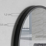 Miroir suspendu avec étagère et porte-serviettes, cadre en métal thermolaqué noir, épaisseur 3,5 cm