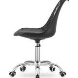 Chaise pivotante à roulettes, chaise de bureau réglable, chaise de bureau avec dossier, coussin en polypropylène et simili cuir, cadre chromé, 57 x 50 x 93,5 cm 