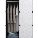 Modularer Kleiderschrank, Kombischrank, Steckregal, 3 kg Kammerkapazität, Polypropylenplatten, schimmel- und wasserbeständig, schwarzes Muster