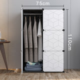 Modularer Kleiderschrank, Kombischrank, Steckregal, 3 kg Kammerkapazität, Polypropylenplatten, schimmel- und wasserbeständig, schwarzes Muster