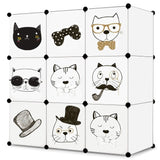 Armoire modulaire pour enfants, 9 portes avec imprimé de conte de fées, armoire combinée, étagère enfichable, capacité de chambre de 3 kg, panneaux en polypropylène, résistants à la moisissure et à l'eau, 110 x 37 x 110 cm en blanc, rose ou vert