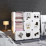 Armoire modulaire pour enfants, 9 portes avec imprimé de conte de fées, armoire combinée, étagère enfichable, capacité de chambre de 3 kg, panneaux en polypropylène, résistants à la moisissure et à l'eau, 110 x 37 x 110 cm en blanc, rose ou vert