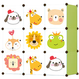 Armoire modulaire pour enfants, 9 portes avec imprimé de conte de fées, armoire combinée, étagère enfichable, capacité de chambre de 3 kg, panneaux en polypropylène, résistants à la moisissure et à l'eau, 110 x 37 x 110 cm en blanc, rose ou vert